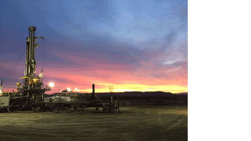 Drilling of a well at the Meridian gas field.