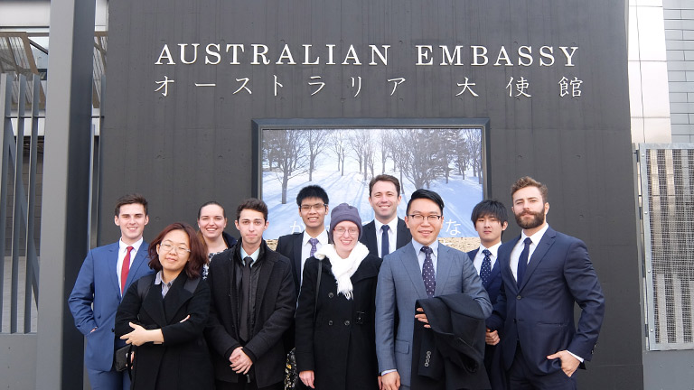 Students in front of the Australian Embassy Tokyo.