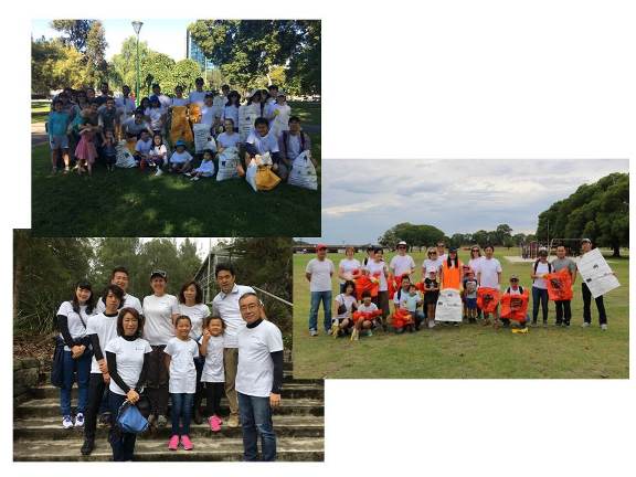 Clockwise from top: Volunteers in Melbourne, Perth and Sydney