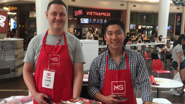 Employee volunteers in the Christmas spirit