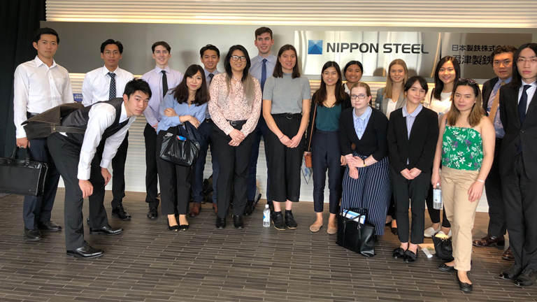Students visited Nippon Steel's Kimitsu steel works