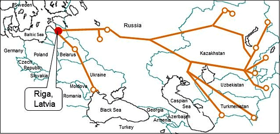 Railway Networks linking the Port of Riga to CIS member nations