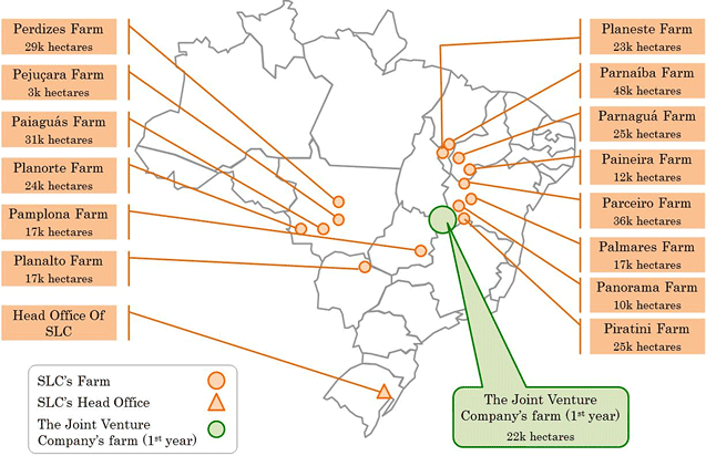 Location of farms of SLC and The Joint Venture Company (1st Year)