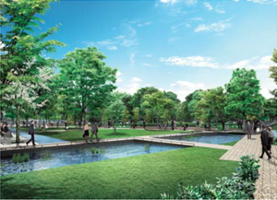 View of Otemachi One Garden as it will appear when completed