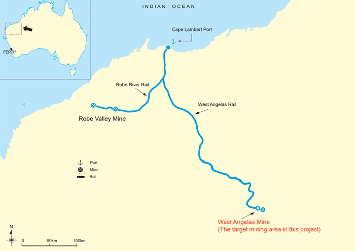 Locations of iron ore mine owned by Robe River Joint Venture