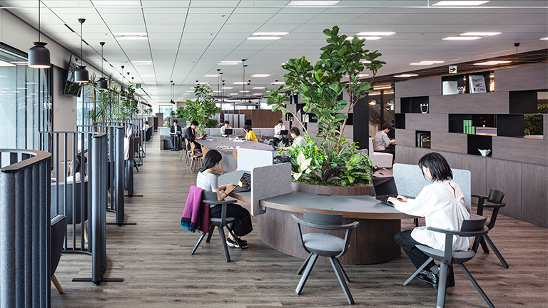 [Focus] Space designed for pondering and concentration where employees can draw from various sources of information to create new value. A space where each employee concentrate, deepen the thoughts, and develop strategy.