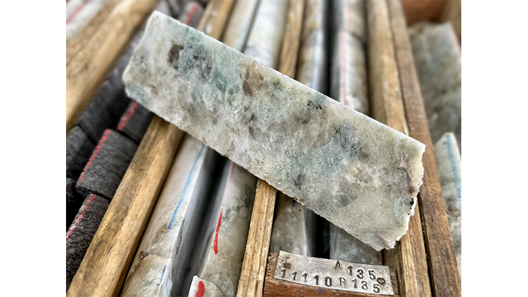 Core sample of Lithium Ore from Neves Project