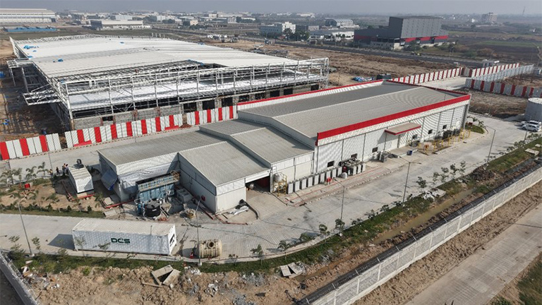 Aerial view of Kaynes' semiconductor back-end plant under construction