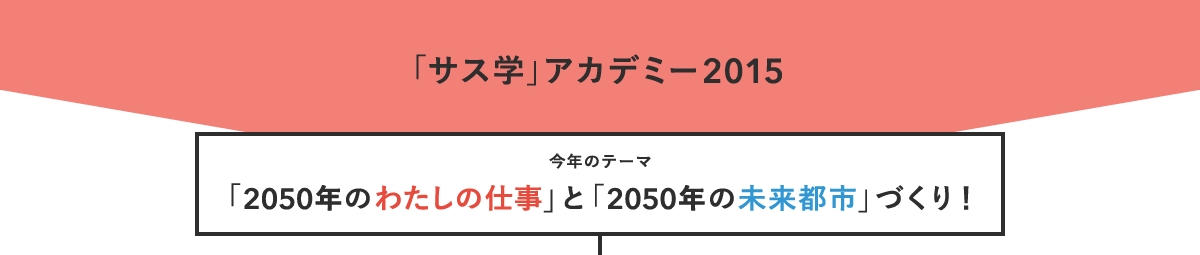 「サス学」アカデミー2015 今年のテーマ 「2050年の わたしの仕事」と「2050年の未来都市」づくり！