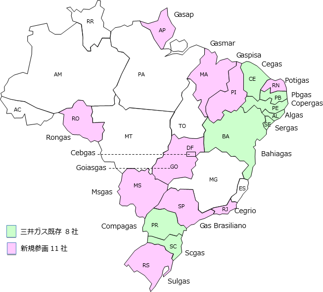 三井ガス傘下ガス事業会社MAP
