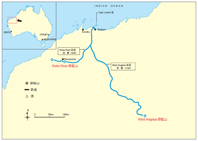 西豪州Pilbara地図