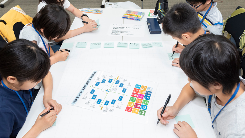 羅針盤をつかって、都市の課題をフセンに書き出す