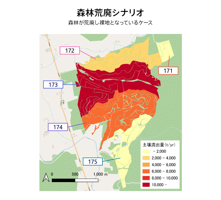 森林荒廃シナリオ 森林が荒廃し裸地となっているケース