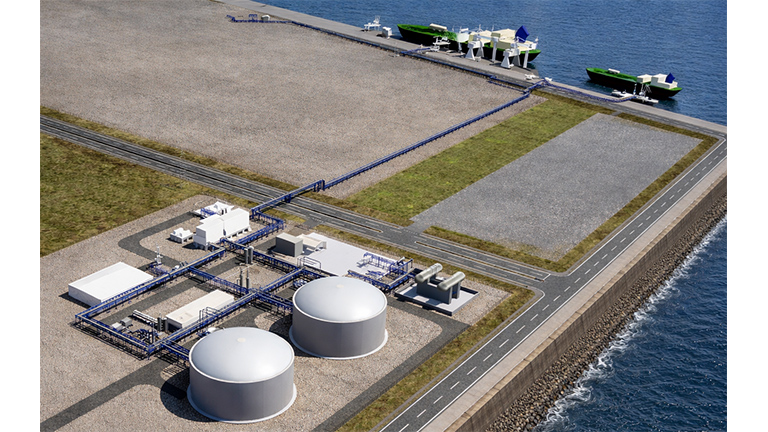 苫小牧地域におけるアンモニア供給拠点の完成予想図